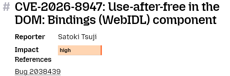 Firefox 151.0 脆弱性の発見・報告(CVE-2026-8947, CVE-2026-8964)